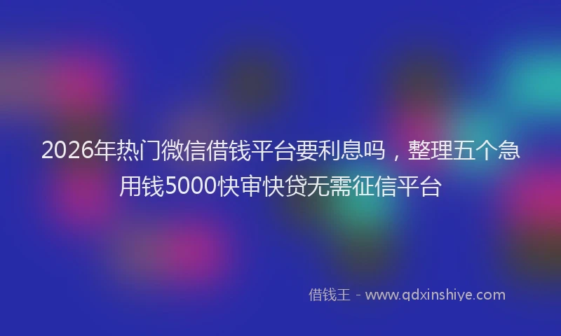 2026年热门微信借钱平台要利息吗，整理五个急用钱5000快审快贷无需征信平台