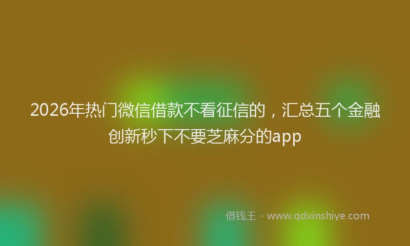 2026年热门微信借款不看征信的，汇总五个金融创新秒下不要芝麻分的app
