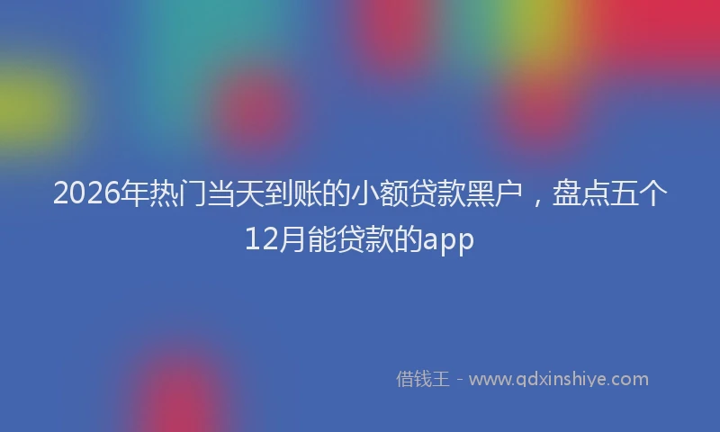2026年热门当天到账的小额贷款黑户，盘点五个12月能贷款的app