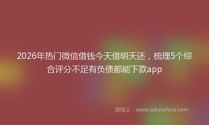 2026年热门微信借钱今天借明天还，梳理5个综合评分不足有负债都能下款app