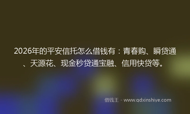 2026年的平安信托怎么借钱有：青春购、瞬贷通、天源花、现金秒贷通宝融、信用快贷等。