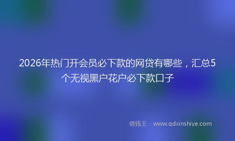 2026年热门开会员必下款的网贷有哪些，汇总5个无视黑户花户必下款口子
