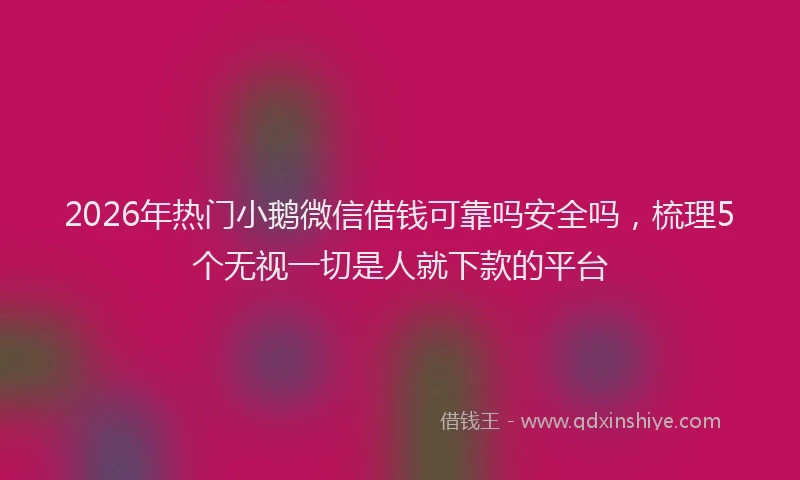 2026年热门小鹅微信借钱可靠吗安全吗，梳理5个无视一切是人就下款的平台