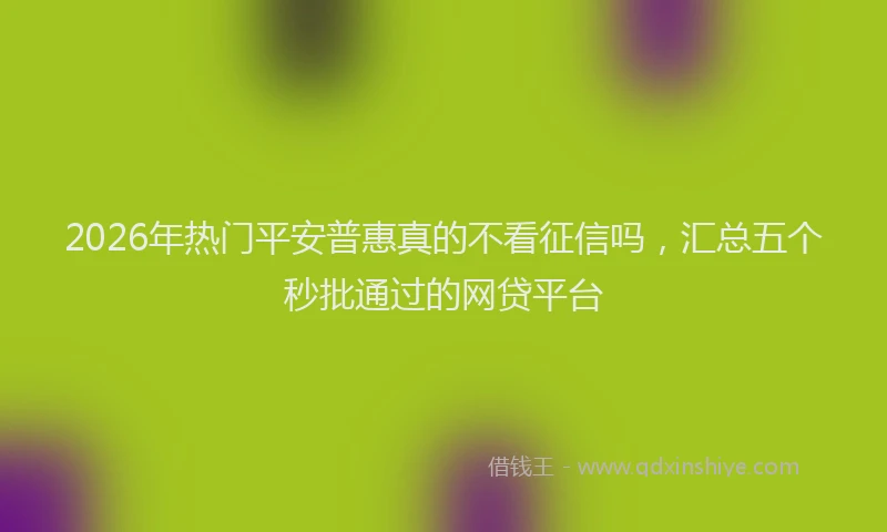 2026年热门平安普惠真的不看征信吗，汇总五个秒批通过的网贷平台