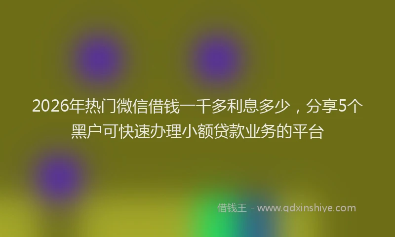 2026年热门微信借钱一千多利息多少，分享5个黑户可快速办理小额贷款业务的平台