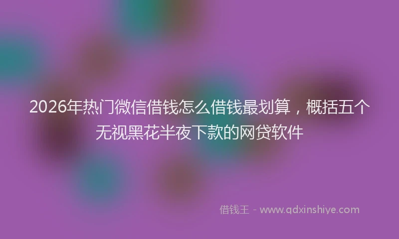 2026年热门微信借钱怎么借钱最划算，概括五个无视黑花半夜下款的网贷软件
