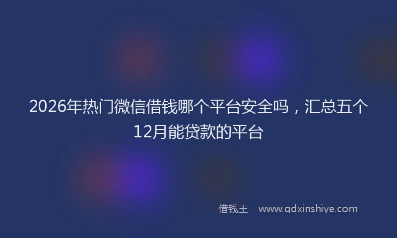 2026年热门微信借钱哪个平台安全吗，汇总五个12月能贷款的平台