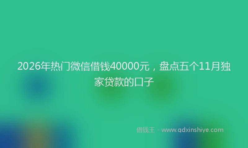 2026年热门微信借钱40000元，盘点五个11月独家贷款的口子