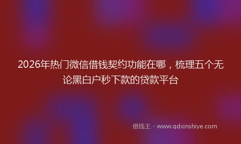 2026年热门微信借钱契约功能在哪，梳理五个无论黑白户秒下款的贷款平台