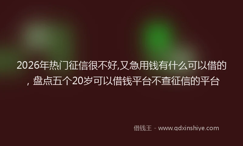 2026年热门征信很不好,又急用钱有什么可以借的，盘点五个20岁可以借钱平台不查征信的平台