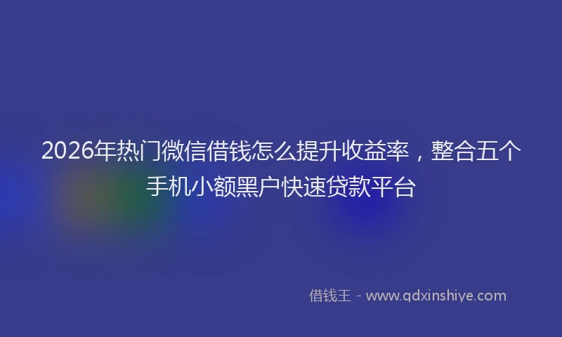 2026年热门微信借钱怎么提升收益率，整合五个手机小额黑户快速贷款平台