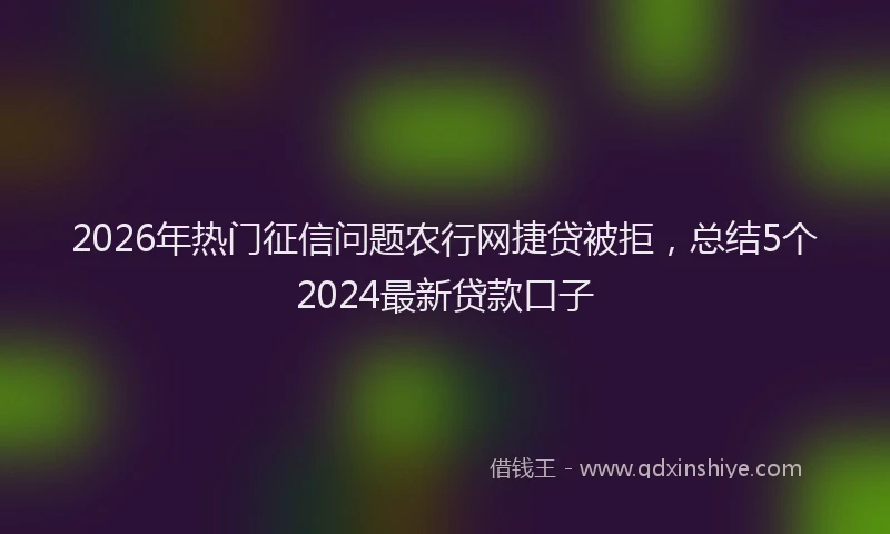 2026年热门征信问题农行网捷贷被拒，总结5个2024最新贷款口子