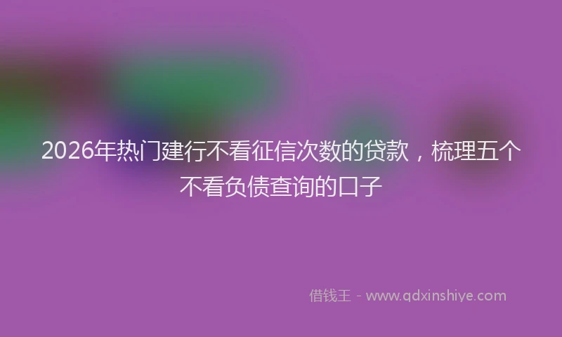 2026年热门建行不看征信次数的贷款，梳理五个不看负债查询的口子