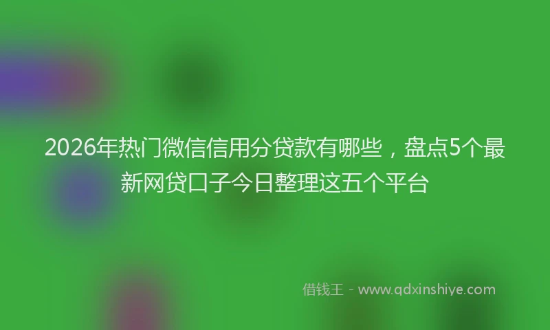 2026年热门微信信用分贷款有哪些，盘点5个最新网贷口子今日整理这五个平台