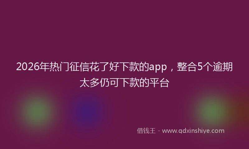 2026年热门征信花了好下款的app，整合5个逾期太多仍可下款的平台