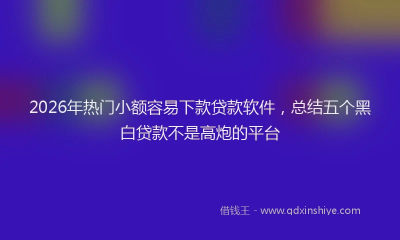 2026年热门小额容易下款贷款软件，总结五个黑白贷款不是高炮的平台