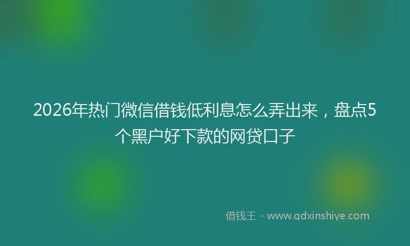 2026年热门微信借钱低利息怎么弄出来，盘点5个黑户好下款的网贷口子