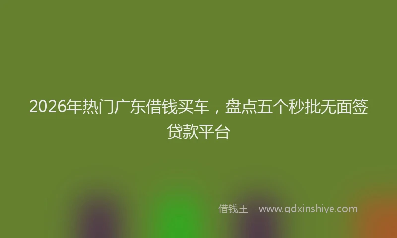 2026年热门广东借钱买车，盘点五个秒批无面签贷款平台