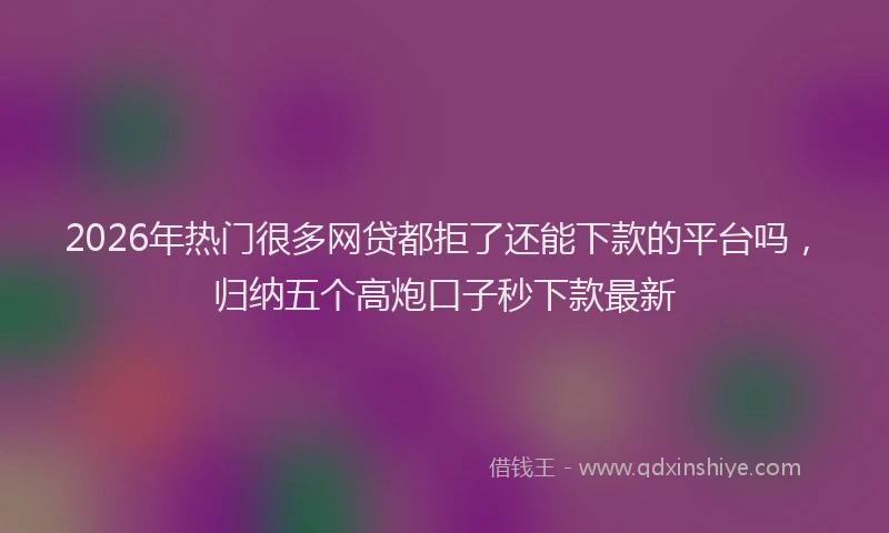 2026年热门很多网贷都拒了还能下款的平台吗，归纳五个高炮口子秒下款最新