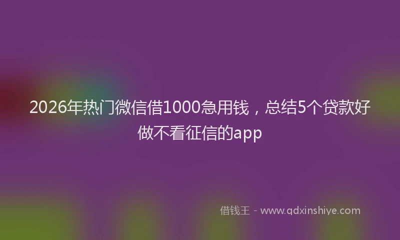 2026年热门微信借1000急用钱，总结5个贷款好做不看征信的app