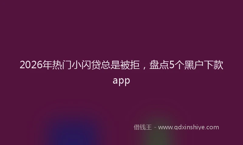 2026年热门小闪贷总是被拒，盘点5个黑户下款app