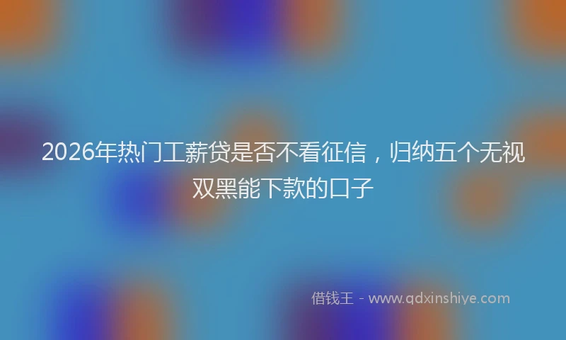 2026年热门工薪贷是否不看征信，归纳五个无视双黑能下款的口子