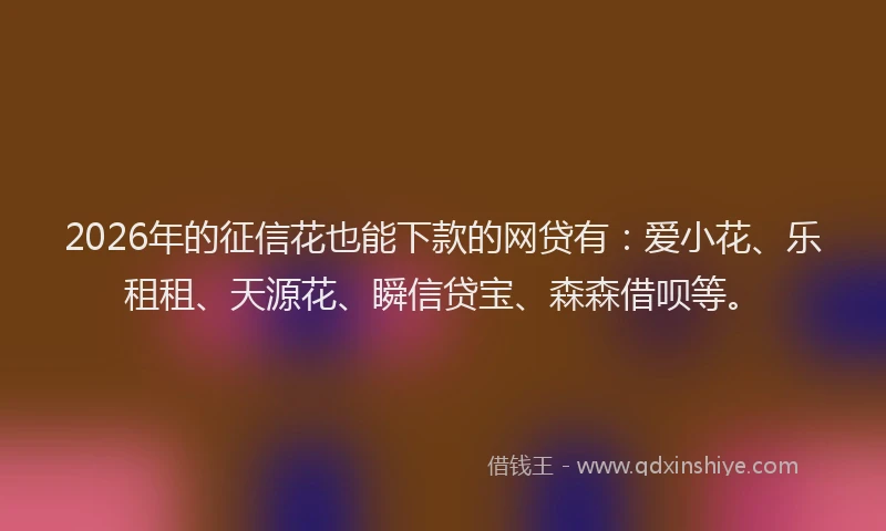2026年的征信花也能下款的网贷有:爱小花、乐租租、天源花、瞬信贷宝、森森借呗等。