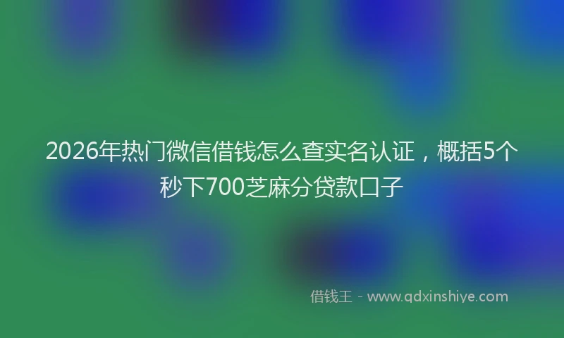 2026年热门微信借钱怎么查实名认证,概括5个秒下700芝麻分贷款口子