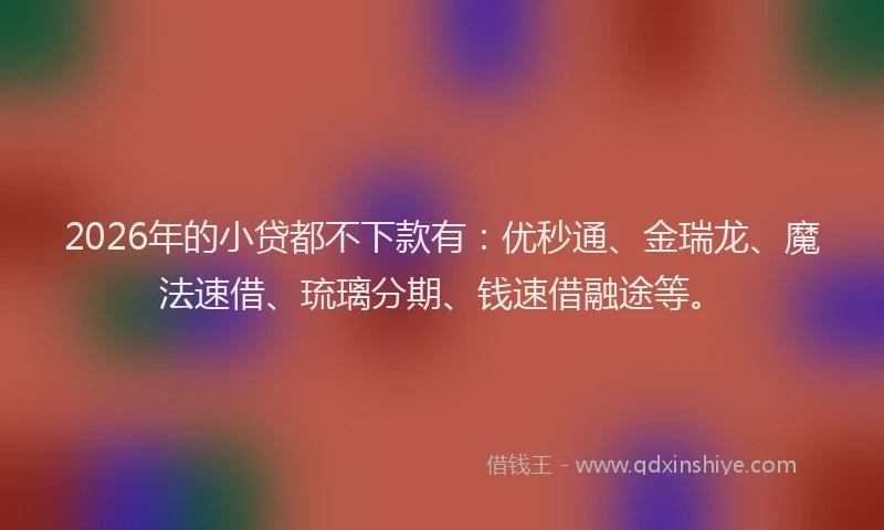 2026年的小贷都不下款有：优秒通、金瑞龙、魔法速借、琉璃分期、钱速借融途等。