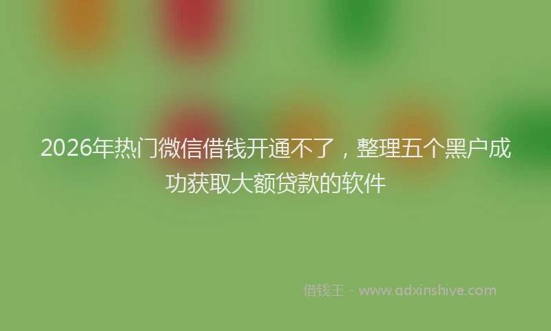 2026年热门微信借钱开通不了，整理五个黑户成功获取大额贷款的软件