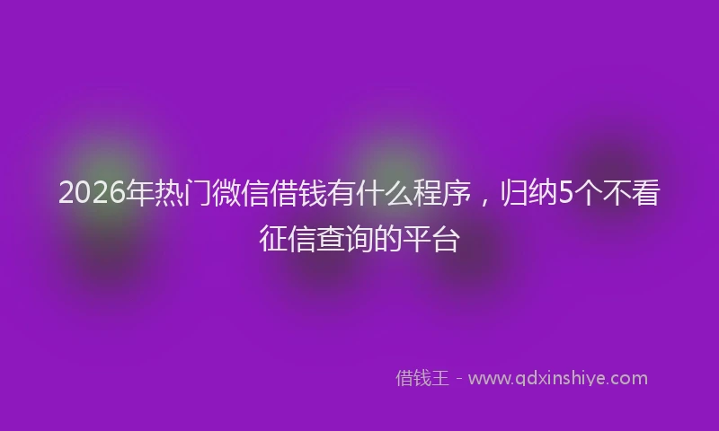 2026年热门微信借钱有什么程序，归纳5个不看征信查询的平台
