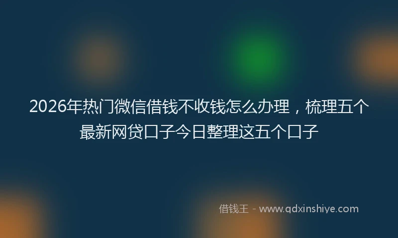 2026年热门微信借钱不收钱怎么办理，梳理五个最新网贷口子今日整理这五个口子