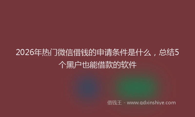 2026年热门微信借钱的申请条件是什么，总结5个黑户也能借款的软件