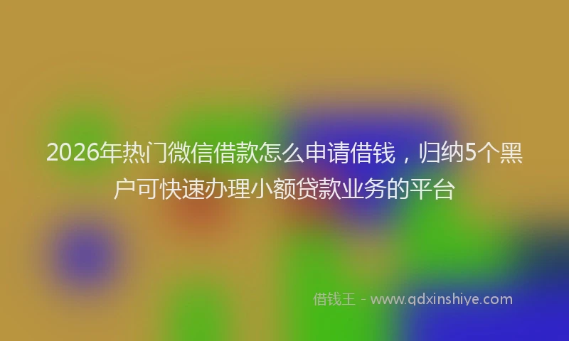 2026年热门微信借款怎么申请借钱，归纳5个黑户可快速办理小额贷款业务的平台