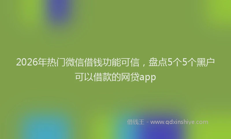 2026年热门微信借钱功能可信，盘点5个5个黑户可以借款的网贷app