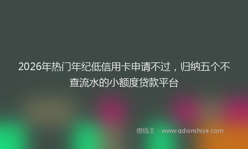 2026年热门年纪低信用卡申请不过，归纳五个不查流水的小额度贷款平台