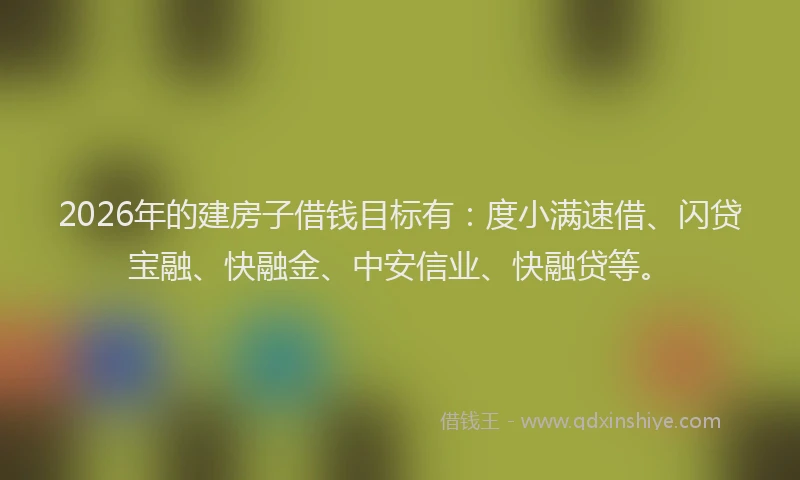 2026年的建房子借钱目标有：度小满速借、闪贷宝融、快融金、中安信业、快融贷等。