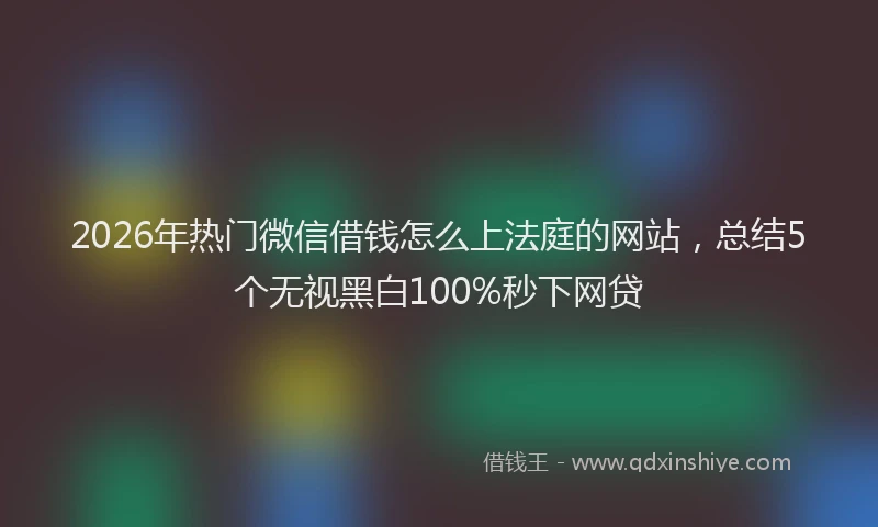2026年热门微信借钱怎么上法庭的网站,总结5个无视黑白100%秒下网贷
