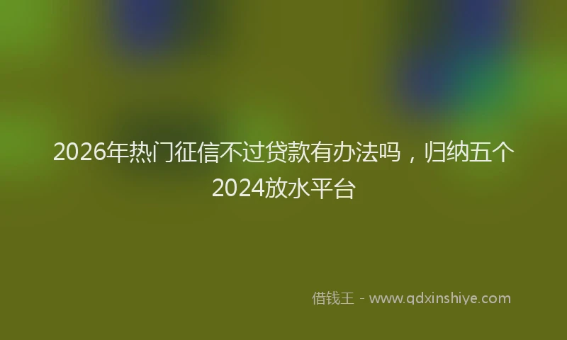 2026年热门征信不过贷款有办法吗，归纳五个2024放水平台