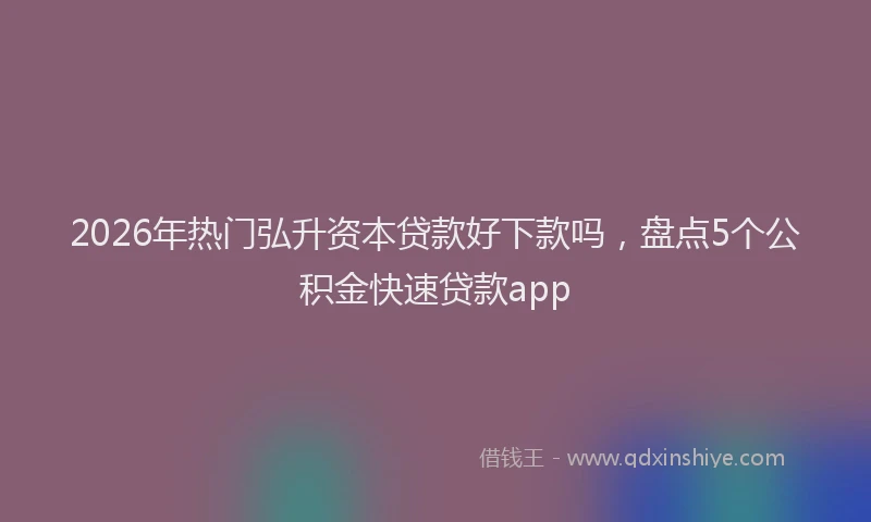 2026年热门弘升资本贷款好下款吗，盘点5个公积金快速贷款app