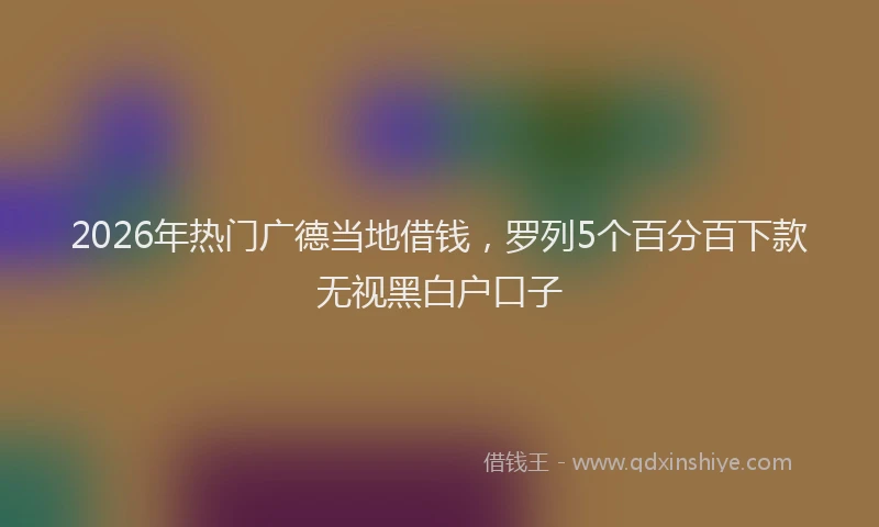 2026年热门广德当地借钱，罗列5个百分百下款无视黑白户口子