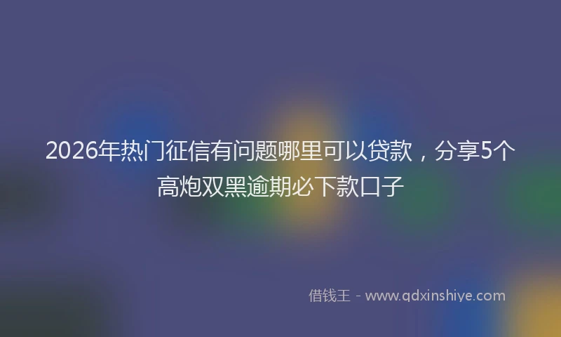 2026年热门征信有问题哪里可以贷款，分享5个高炮双黑逾期必下款口子
