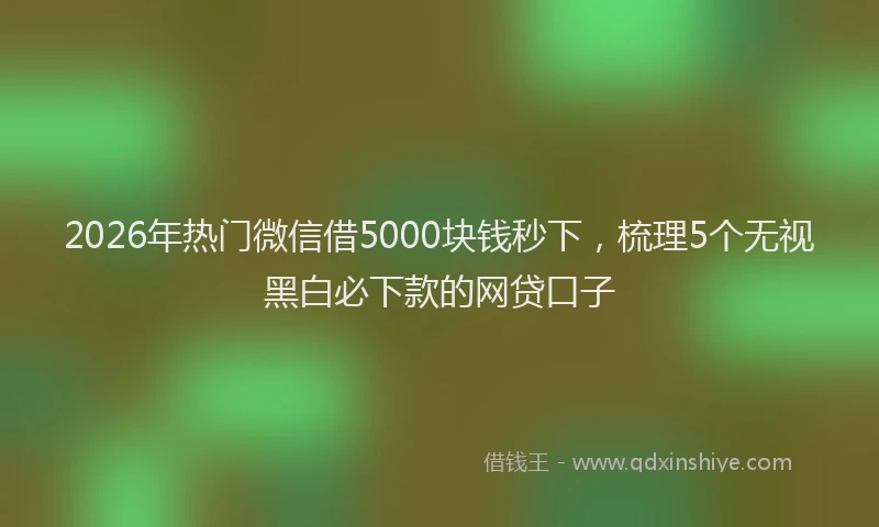 2026年热门微信借5000块钱秒下，梳理5个无视黑白必下款的网贷口子