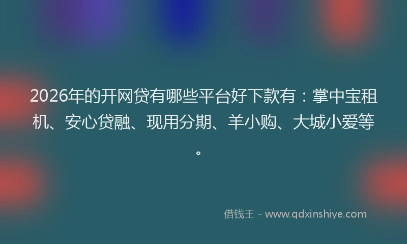2026年的开网贷有哪些平台好下款有：掌中宝租机、安心贷融、现用分期、羊小购、大城小爱等。