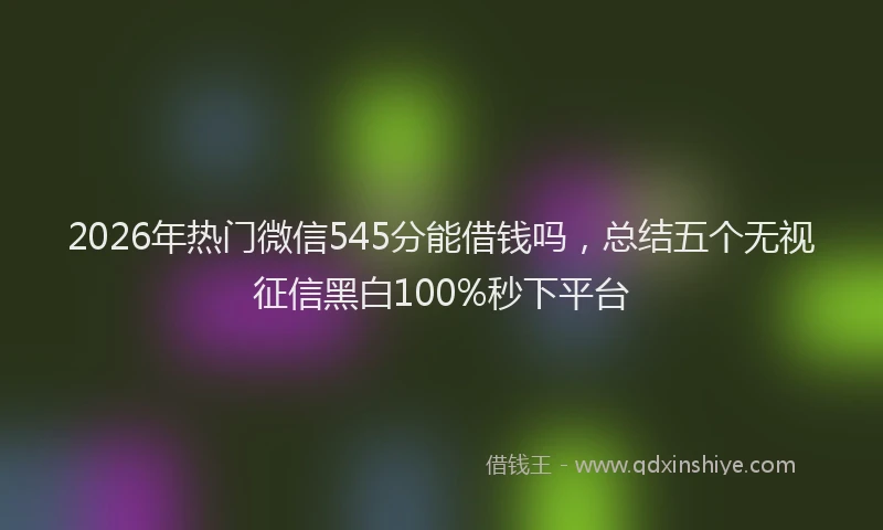2026年热门微信545分能借钱吗，总结五个无视征信黑白100%秒下平台