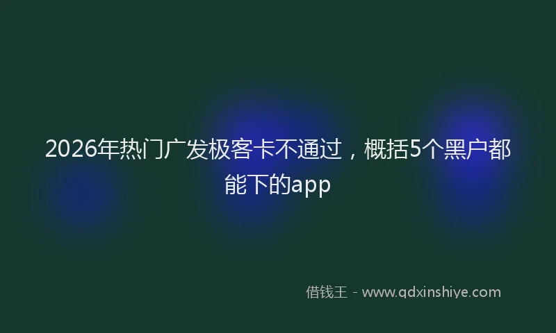 2026年热门广发极客卡不通过,概括5个黑户都能下的app