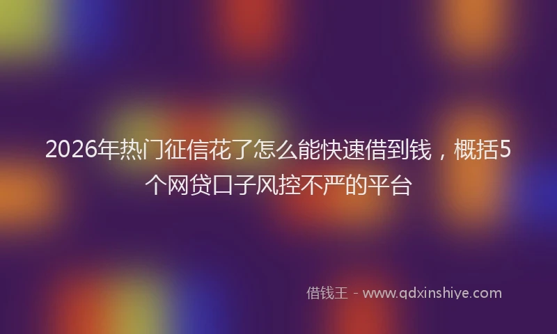 2026年热门征信花了怎么能快速借到钱，概括5个网贷口子风控不严的平台
