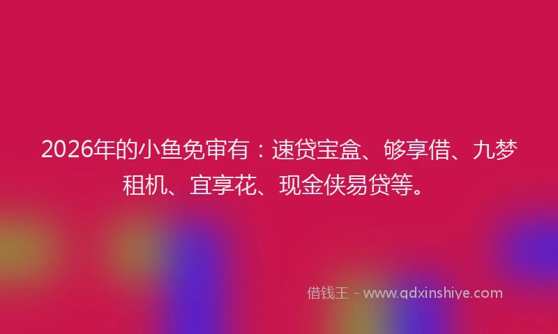 2026年的小鱼免审有：速贷宝盒、够享借、九梦租机、宜享花、现金侠易贷等。