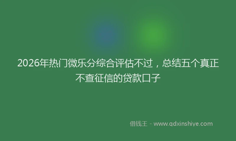 2026年热门微乐分综合评估不过，总结五个真正不查征信的贷款口子