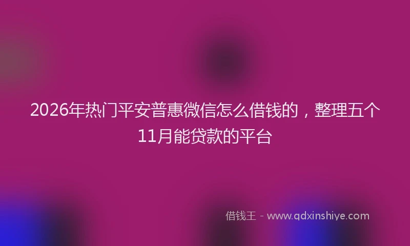 2026年热门平安普惠微信怎么借钱的，整理五个11月能贷款的平台